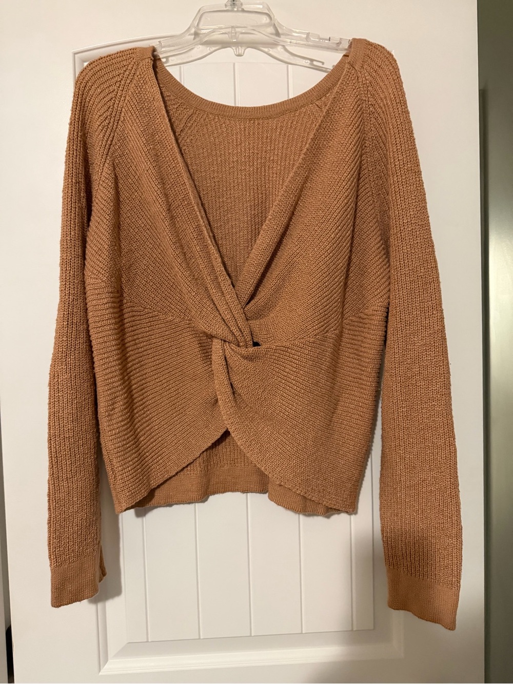 Women's Twist-Front Reversible Knit Sweater - Camel